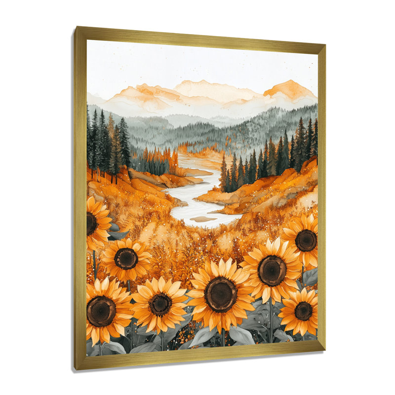 Doanh - impressions sur toile florales, H 20 po x l 12 po, Reproduction encadrée sans passe-partout, Doré