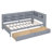 Grey Color Twin Size Wooden Daybed With 2 Drawers, Storage Shelf And Charging, High - Quality Pine Wood Frame, 10 Slats-1758587212