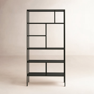 Level 72'' H 5-Tier Steel Etagere Bookcase with Asymmetric Shelving