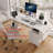 47.3"Office Desk With Power Outlet,2 Monitor Stands,2-Drawer,Side Pocket,Easy To Assemble,Frame Stability Reversible,Use For Home Desk