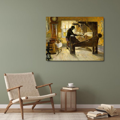 «At the Loom» par Gustav Wentzel, reproduction d'art sur toile tendue