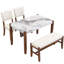 Ensemble de mobilier de salle à manger moderne 4 pièces avec table en faux marbre et conception compacte, parfait pour les repas de famille et une utilisation polyvalente