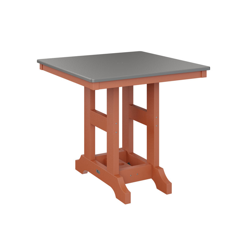 Table de salle à manger à hauteur de comptoir 33 po Berlin, Acier inoxydable martelé, Orange mangue