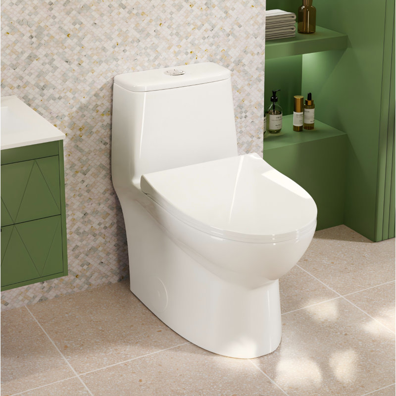 Toilette compacte une pièce pour salle de bain, housse de siège à double chasse 1,6 GPF, fermeture douce, 12 po