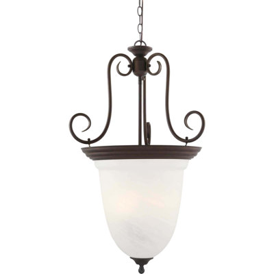 Sawyers 4-Light Indoor Antique Bronze Hanging Pendant with Alabaster Glass Bowl
