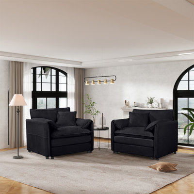 Oversized Chenille Oversized Accent Chair Set Of 2, Comfy Single Sofa Chair With Large Seat , Modern Armchair Reading Chairs For Bedroom, Living Room