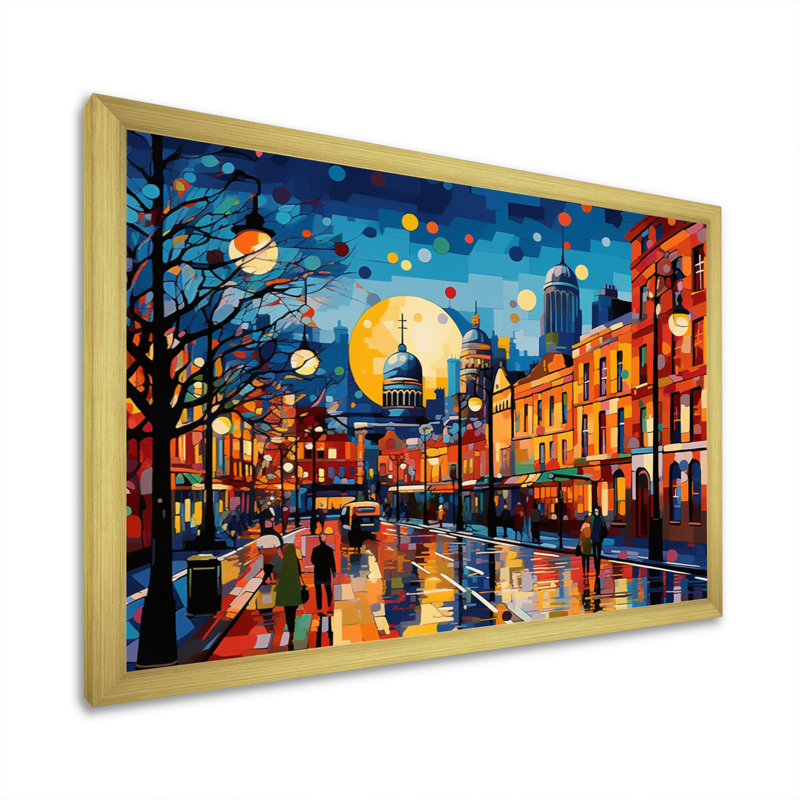 City Dublin Popart III sur impression sur toile, Cadre doré à une seule photo, H 16 po x l 32 po x P 1 po