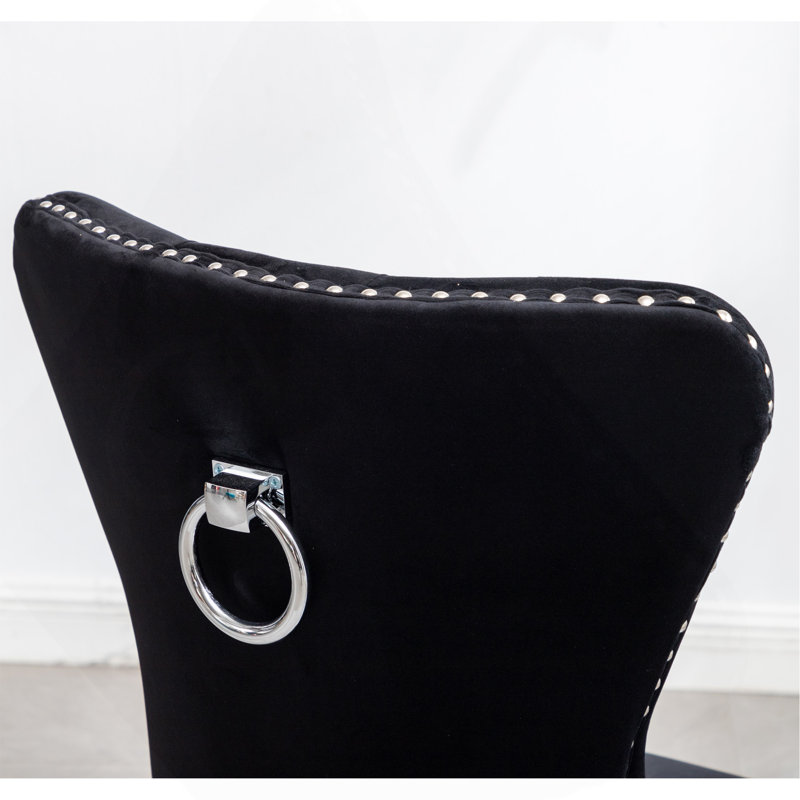Chaise en velours touffeté Montura, Noir