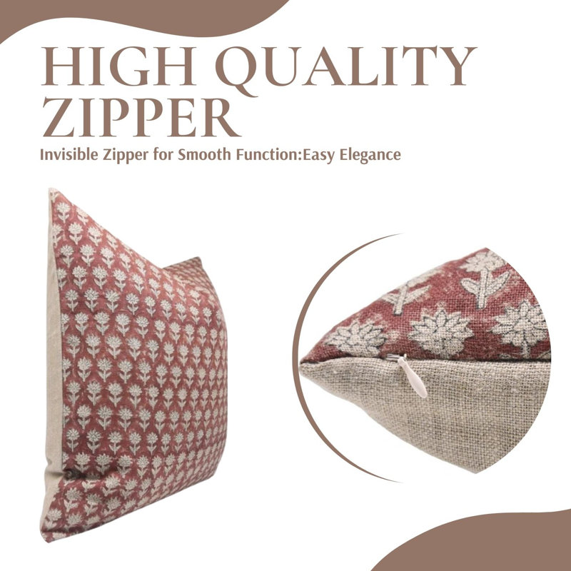 Pankhudi Linen Square Pillow Cover, 14"H x 20"W
