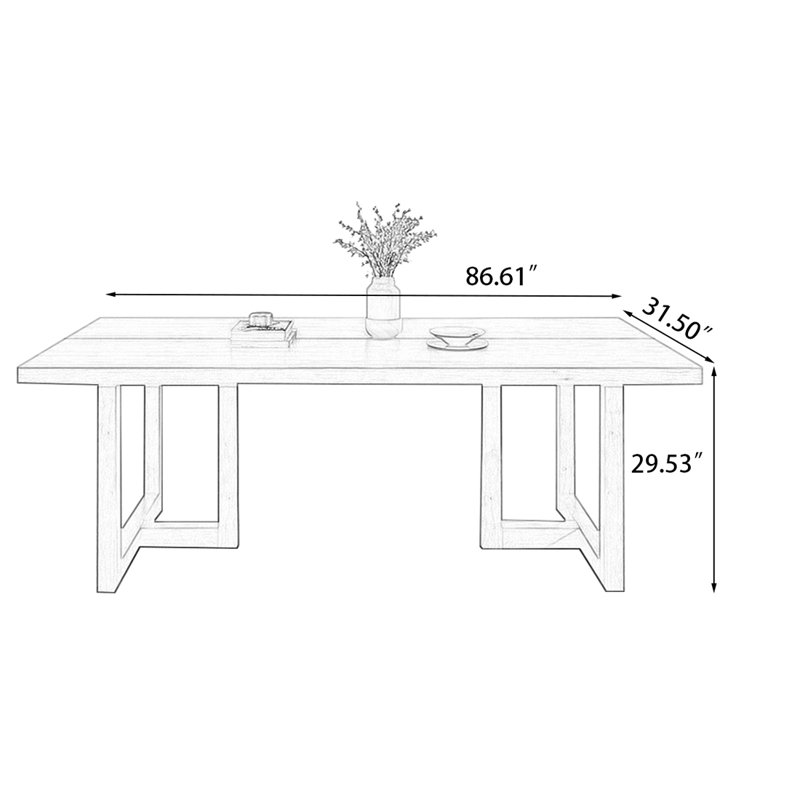 Table de salle à manger Burlywood, H 29,53 po x L 86,61 po x l 31,5 po