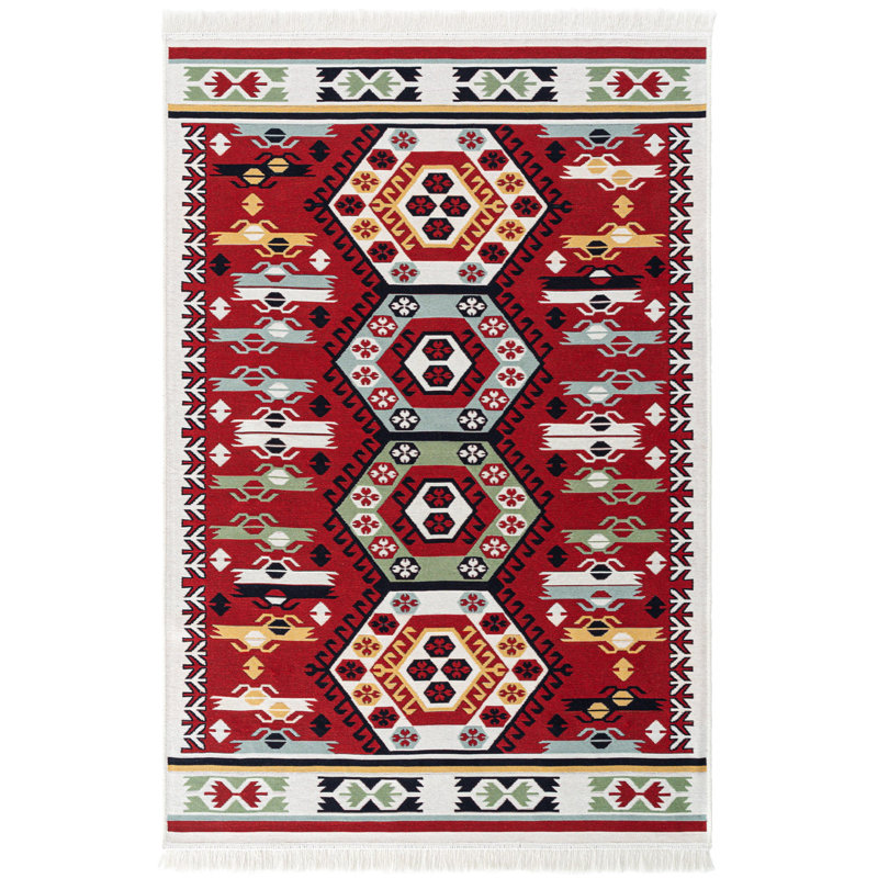 Harshad Cotton Machine Made Indoor / Outdoor Area Rug, Rectangle 3'11" x 5'11"