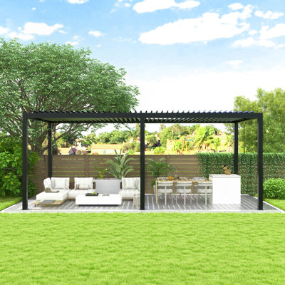 Louver Pergola 10X19ft Aluminum Frame & Steel Louvers