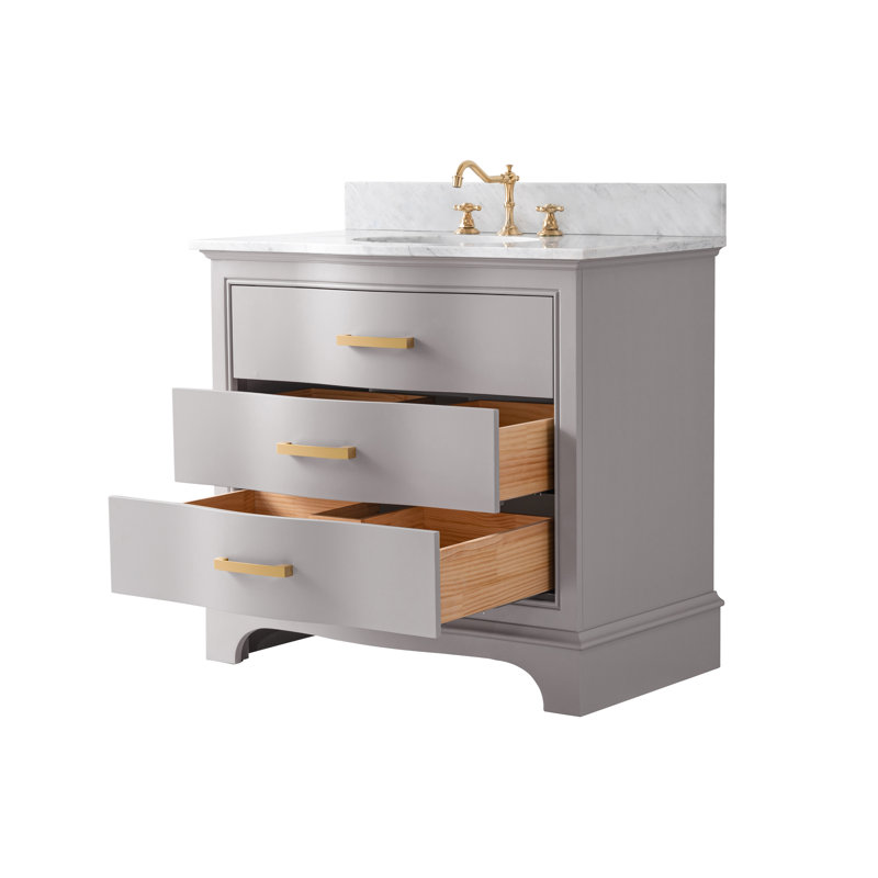 Ensemble de meuble-lavabo simple 36 po Goleta, Taupe / or brossé