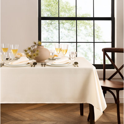 Avo Solid Texture Water And Stain Resistant Rectangular Polyester Tablecloth