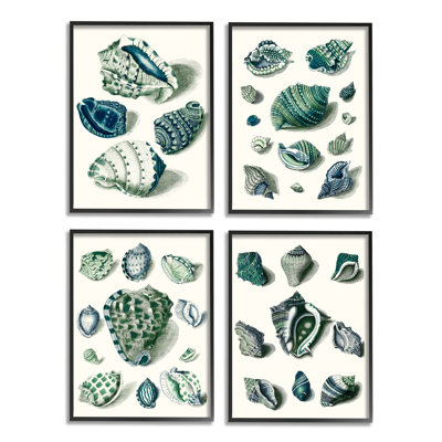 " Nautical Spiral Conch Shell Collage Blue Green " by Vision Studio 4 - Pieces