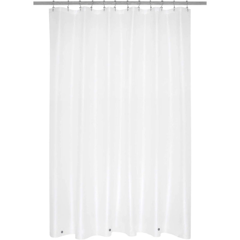 Sarahjean Heavy Weight Solid Shower Curtain Liner With Magnetized Hem, White
