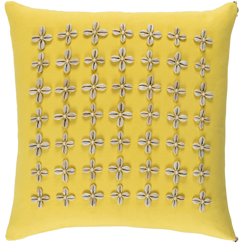 Lelei Floral Cotton Throw Pillow, 20" H x 20" W x 4" D, Yellow