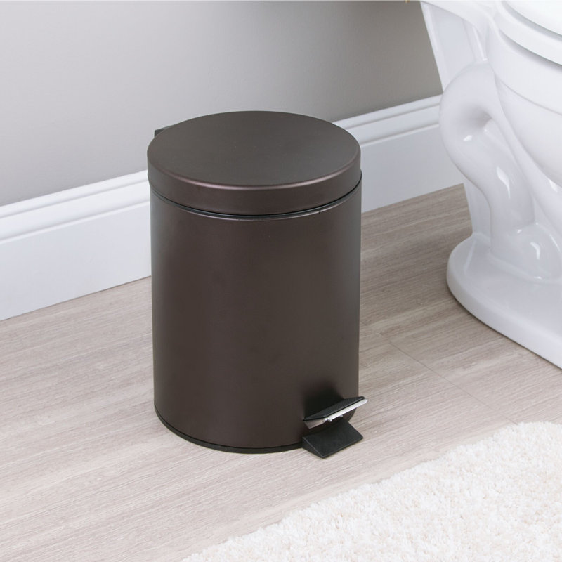iDesign Round 1.3 Gallon Steel Step Trash Can - Set of 2 - Bronze