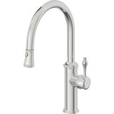 Davoli Pull-Down Kitchen Faucet with Button Sprayer - Low Arc Spout