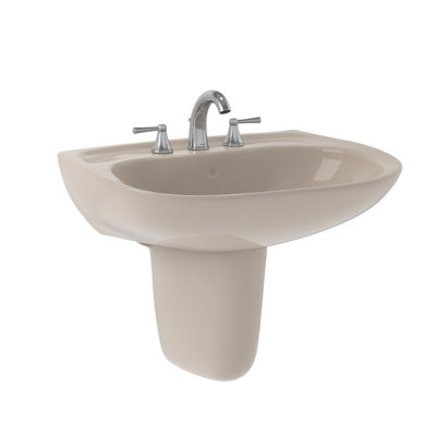 Lavabo de salle de bain mural TOTO® Prominent® avec CEFIONTECT et capuchon pour robinets centraux de 8 pouces, os