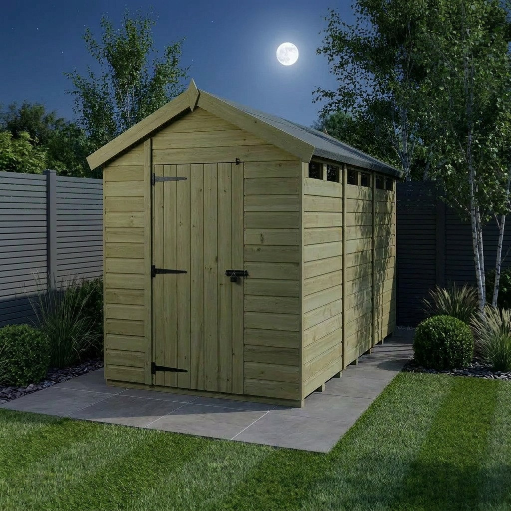 Total Sheds 6ft x 19ft Security Apex Shed - Heavy-Duty Hasp Staple Anti-Tamper - Pressure Treated Timber - UK Manufactured