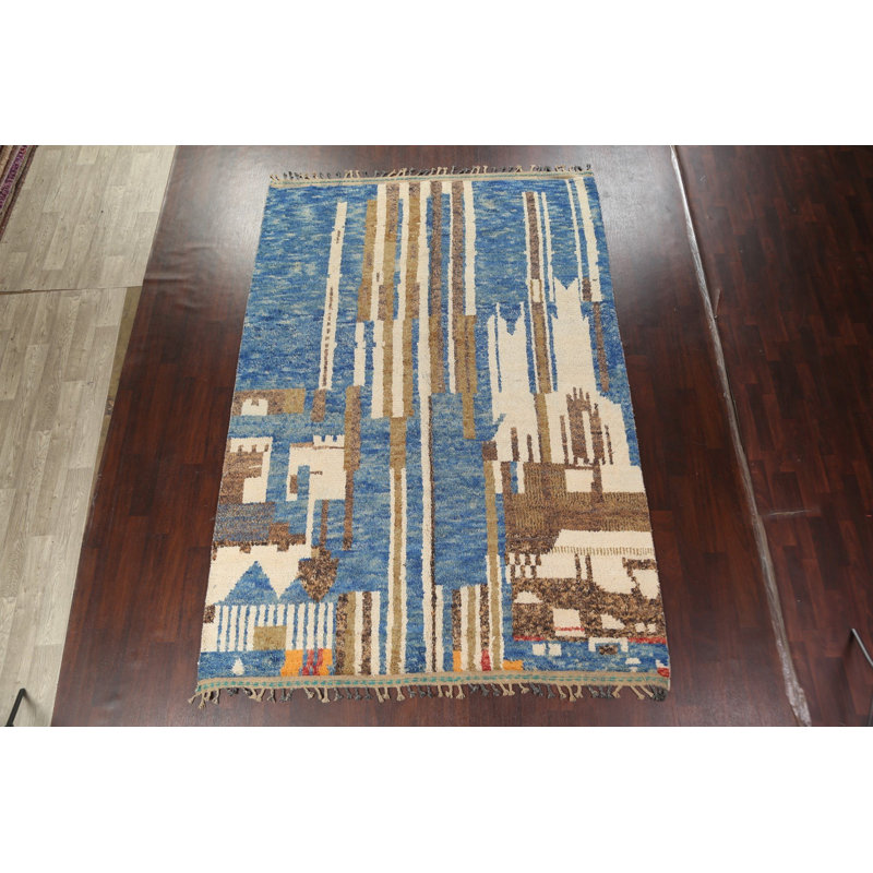 Tapis oriental marocain moderne noué à la main 8 x 11