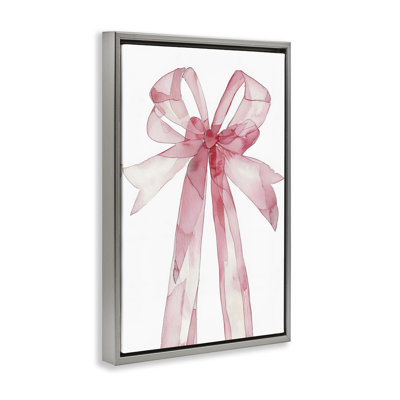 Cadre flottant avec aquarelle et nœuds roses, design par LSR Design Studio