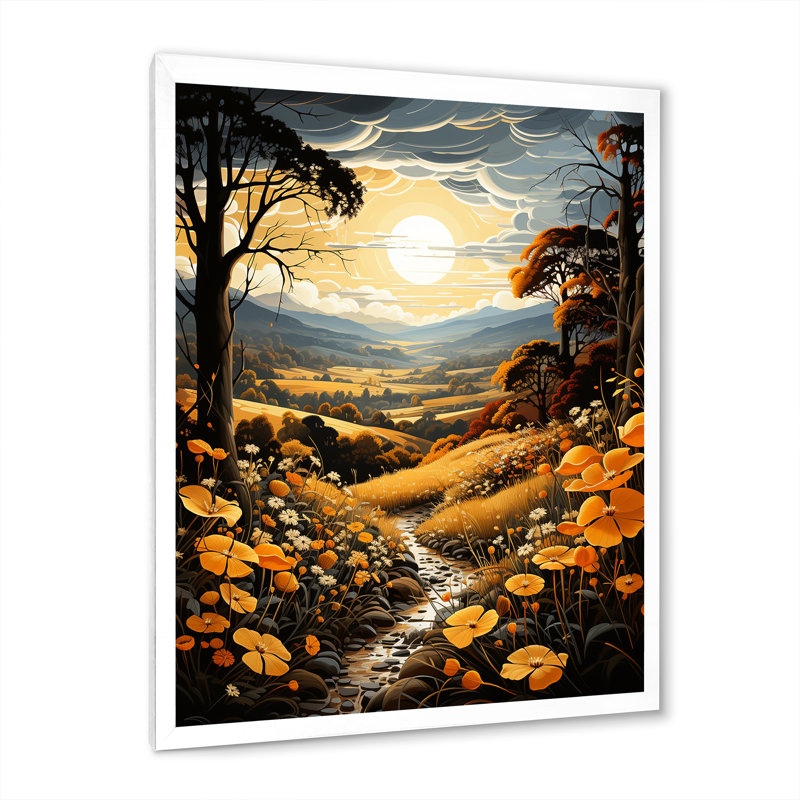 Campagne champ doré V - imprimé, Cadre photo blanc, H 44 po x l 34 po x P 1,5 po