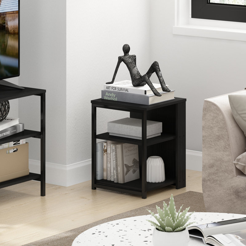Dontea Side Table with Storage, Black