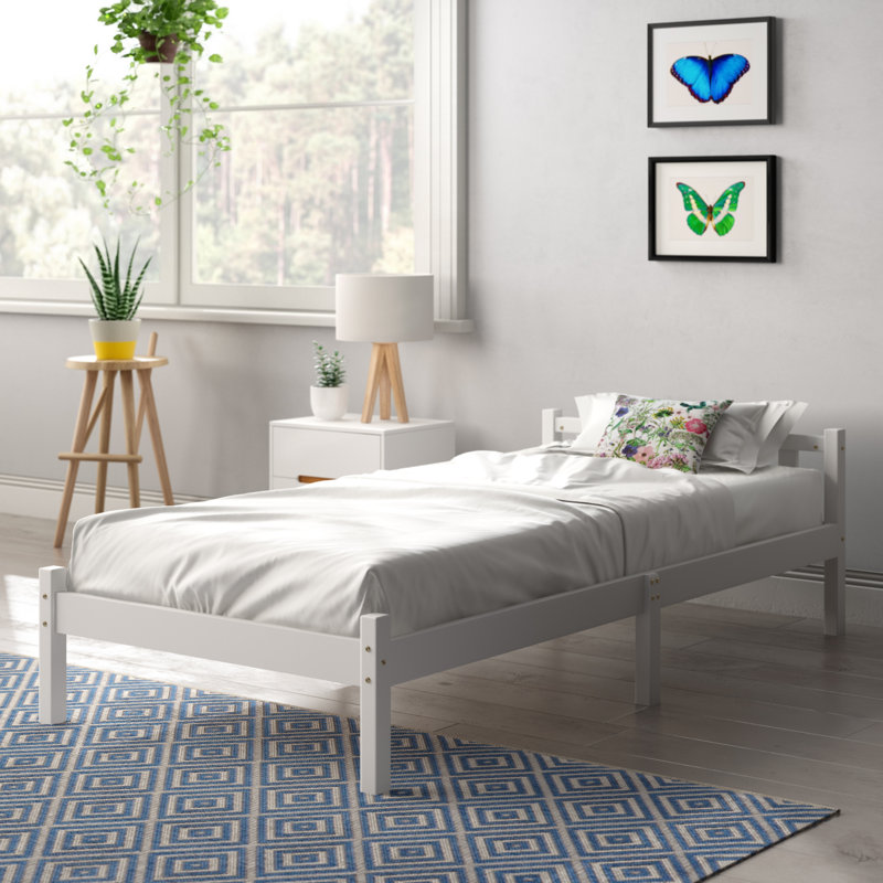 Interlandi Solid Wood Bed, White, Single (3')