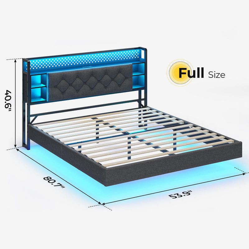 Bed Frame With Storage Headboard, Full