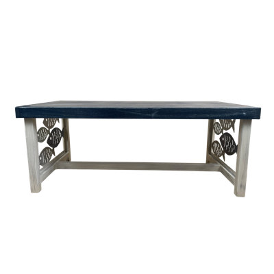 IRON RECTANGLE COFFEE TABLE WITH SCHOOL OF FISH ON ENDS