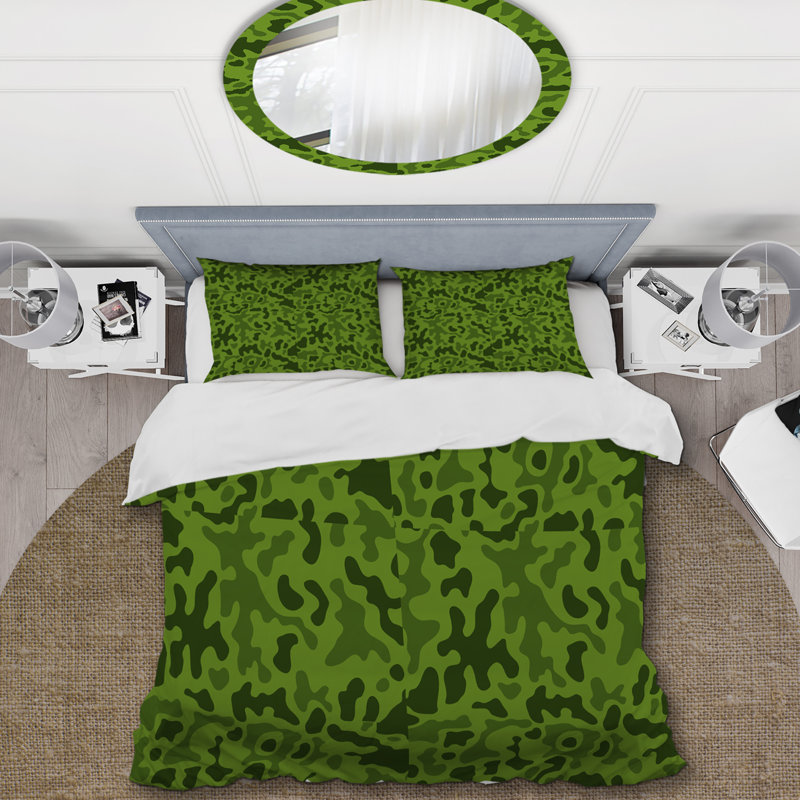Camouflage vert tendance - ensemble de housse de couette abstrait - microfibre de polyester