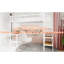 Lit mezzanine simple en fer avec bureau en forme de L et trois tablettes, fonctionnalité, stabilité à long terme, pour espace de travail à la maison-129982986