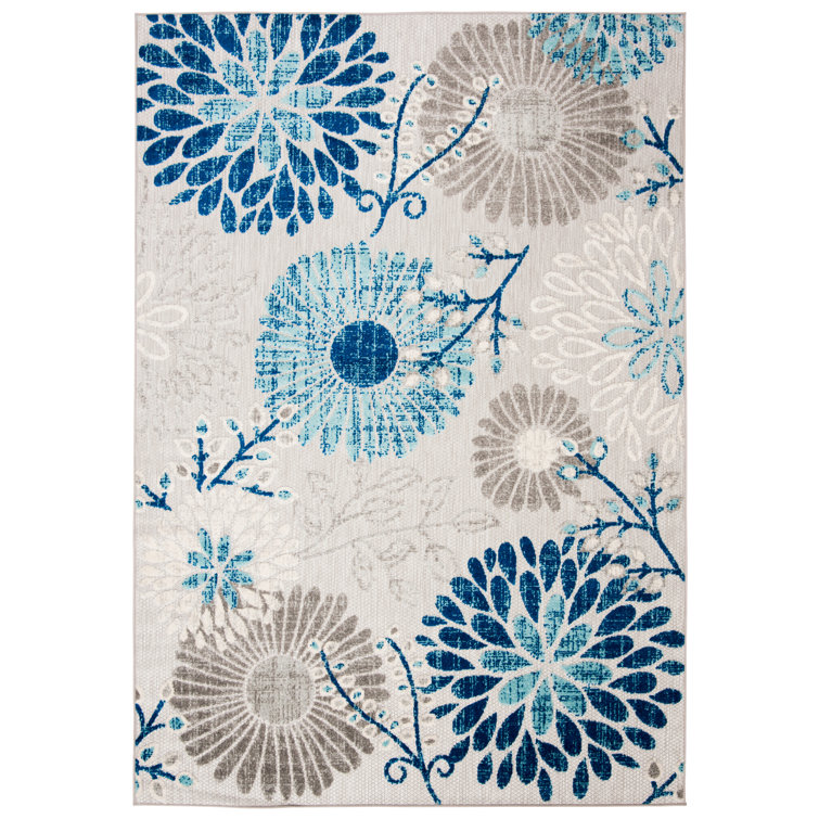 Kellems Indoor/Outdoor Grey/Royal Blue Rug