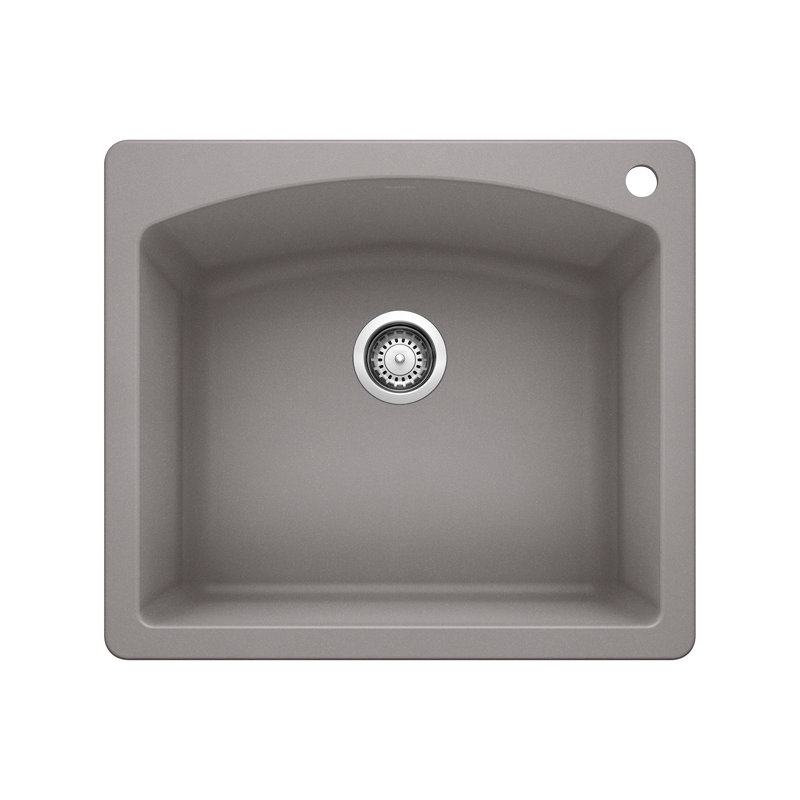 Diamond SILGRANIT 25" L X 22" W Drop-in/Undermount Kitchen Sink, Metallic Gray, 1 hole