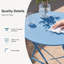Ensemble 3 pièces de table bistro et chaises pliantes en acier, bleu-133665450