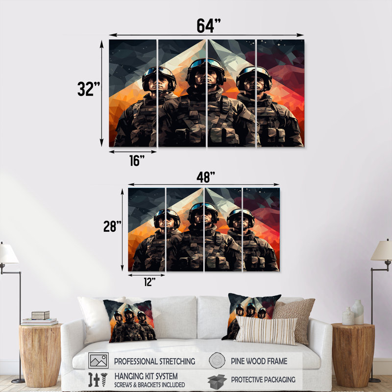 «Precision militaire», ensemble d'art mural 4 pièces, H 28 po x l 48 po