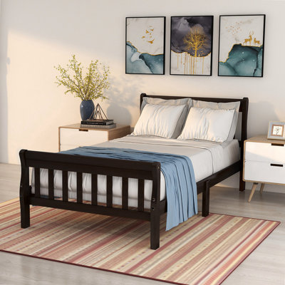 Wood Platform Bed Twin Bed Frame Panel Bed Mattress Foundation Sleigh Bed With Headboard/Footboard/Wood Slat Support -  Red Barrel Studio®, 18FE8A6A5DF14482B252AB11312935B3