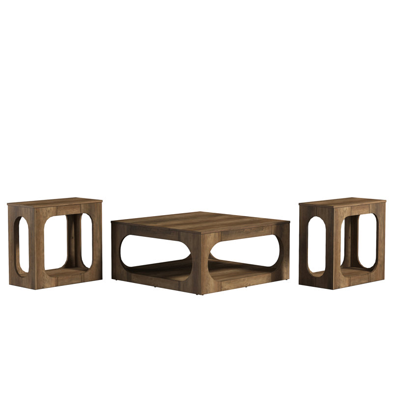 Inniss Wachter 3 Living Room Table Set, Knotty Oak
