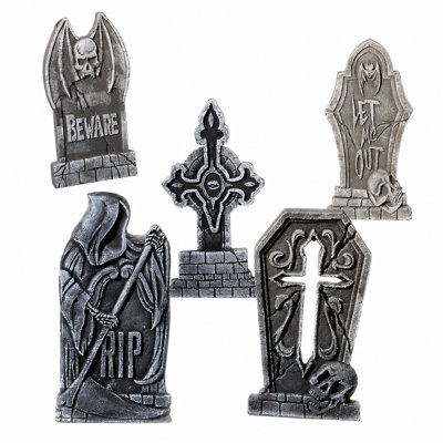 17" 5-Pack Foam Halloween Tombstones +10 Stakes