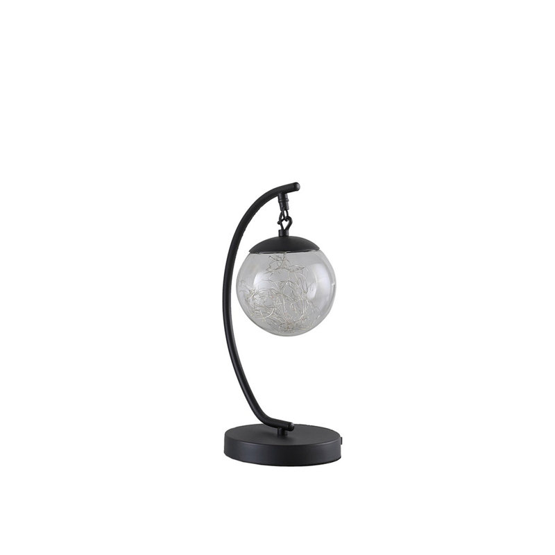 Lampe de table 14 po en verre à DEL multicolore avec orbe et port USB