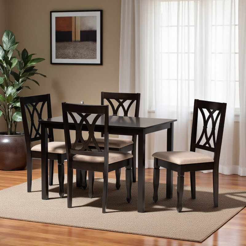 Ensemble de salle à manger Sessums, Sable / espresso, 5 pièces: table, 4 chaises