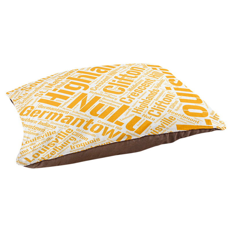Coussin de chien « districts », Moyen (H 9,5 po x l 28 po x P 18 po), Orange, Louisville