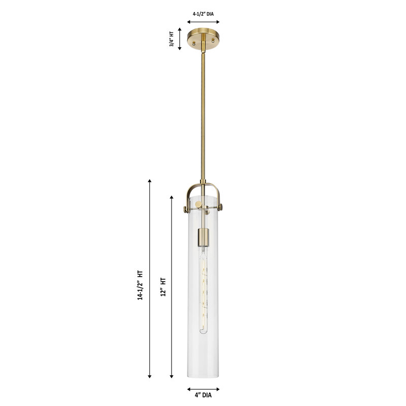 Pilaster 1 Light 4" Stem Hung Pendant, Clear