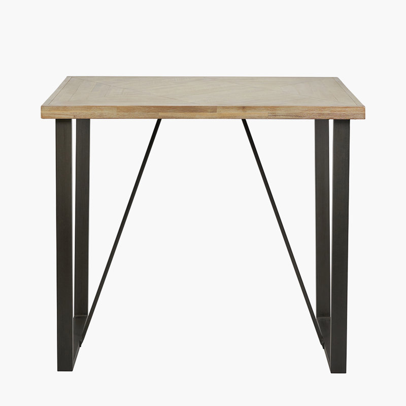 Acacia Solid Wood Top Metal Base Dining Table