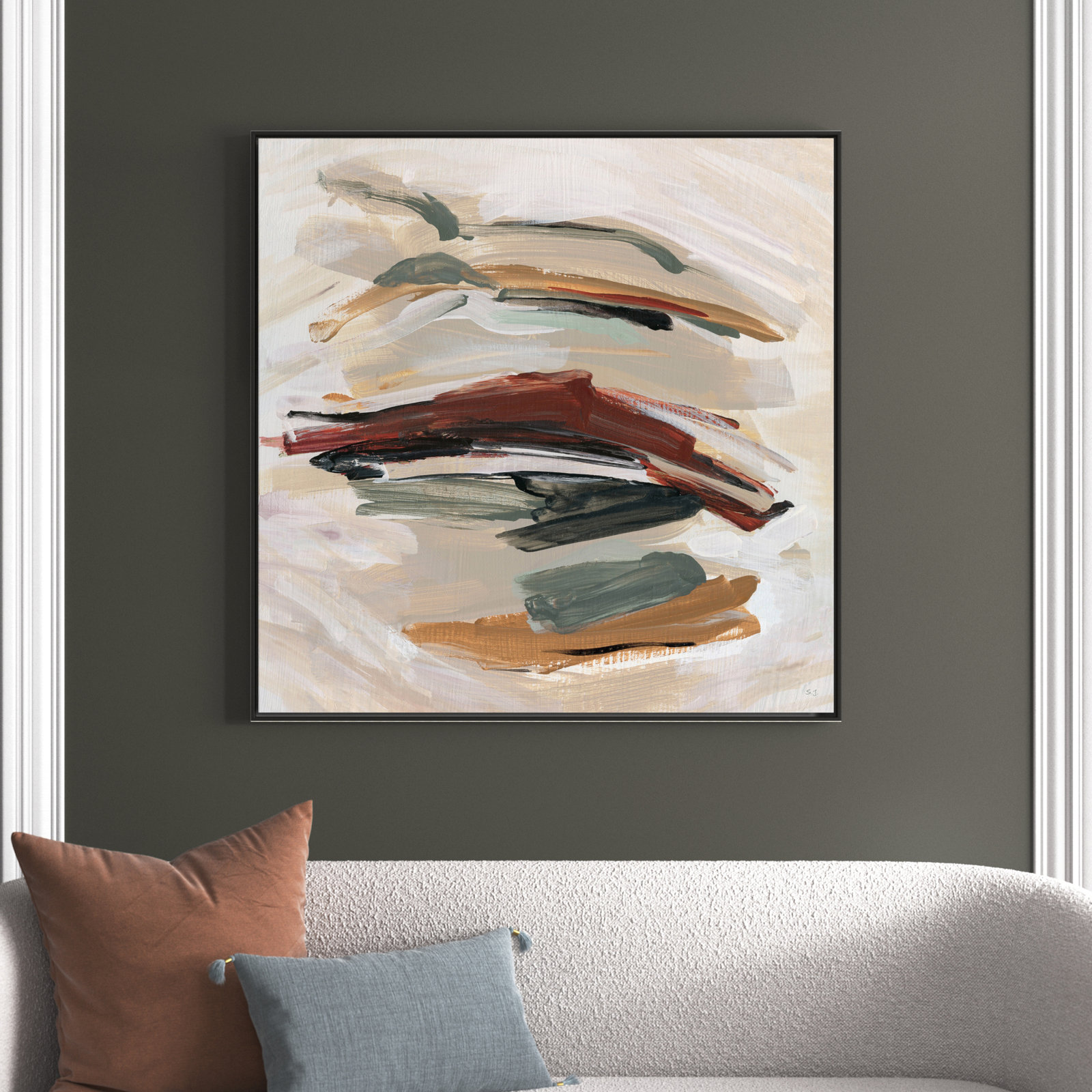 Carmina "Spring Shadows" Painting by Susan Jill, Black , 46.5" H x 46.5" W