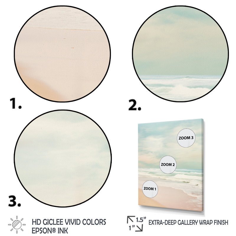 Minimalisme, plage, paysage, impression sur toile, 20" H x 12" W, Cadre flottant doré