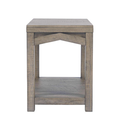 Table d'appoint Lockington moderne et rustique en pin massif avec tablette