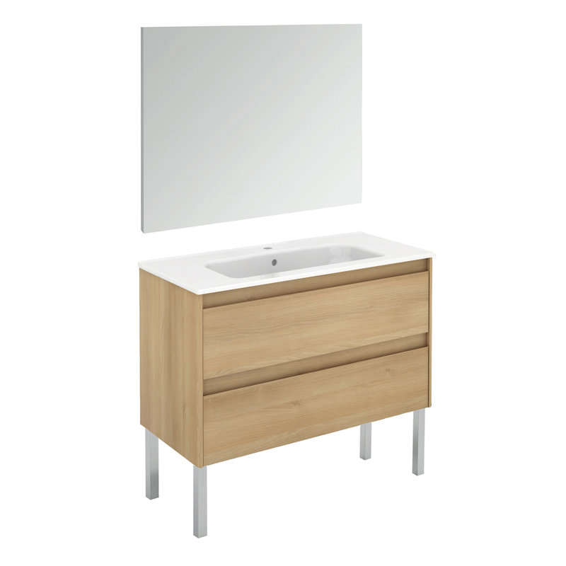 Ambra 39.6'' W Single Vanity, 23.8", Nordic Oak